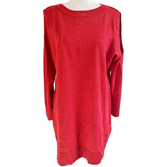 JM Collection Embellished Cold Shoulder Sweater Dress - Picture 1 of 10